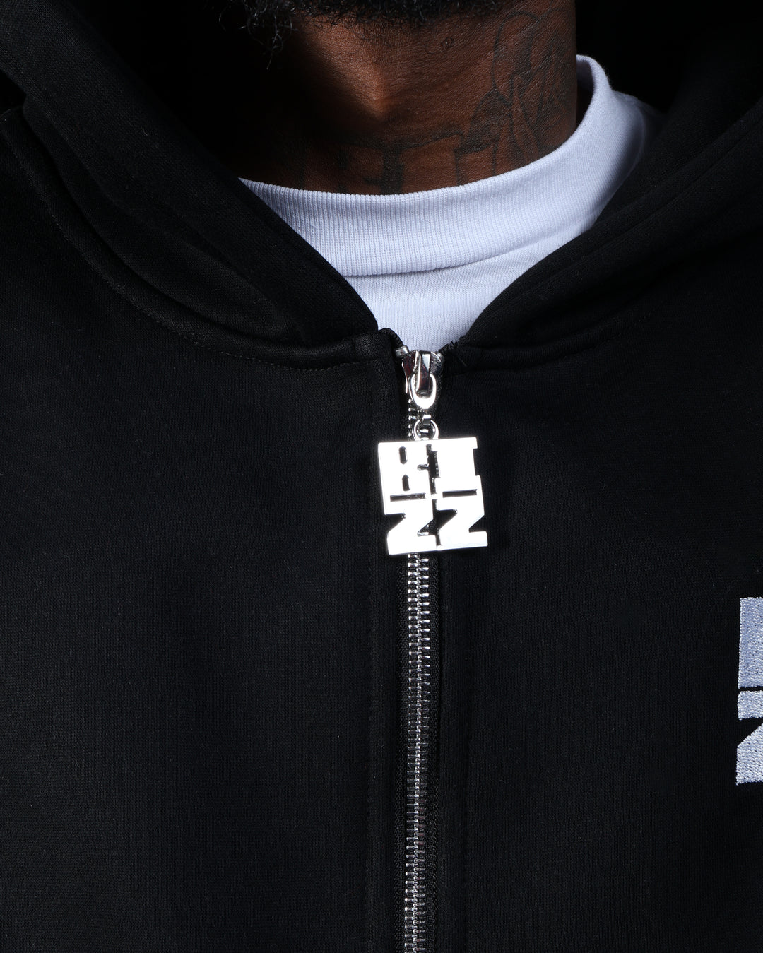 Bizz Zip Hoodie in Black/White