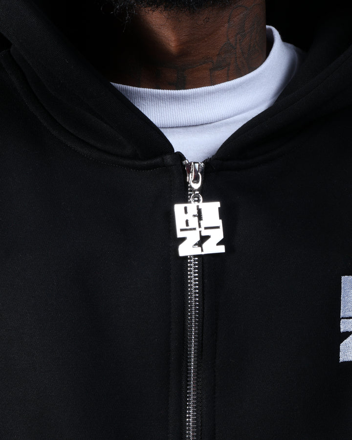 Bizz Zip Hoodie in Black/White