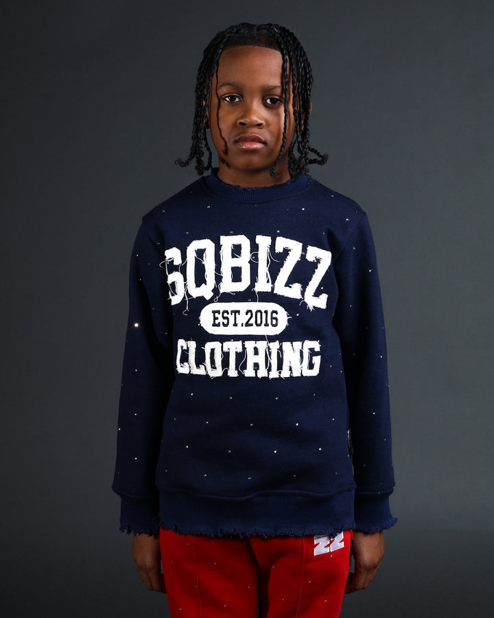 Kids Stud Sweater in Navy/White