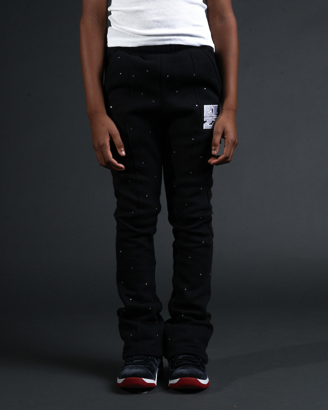 Kids Stud StackJaxx Pants in Black/White