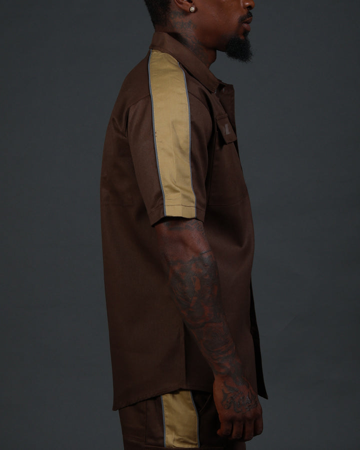 V2 Hussle Shirt in Brown/Khaki