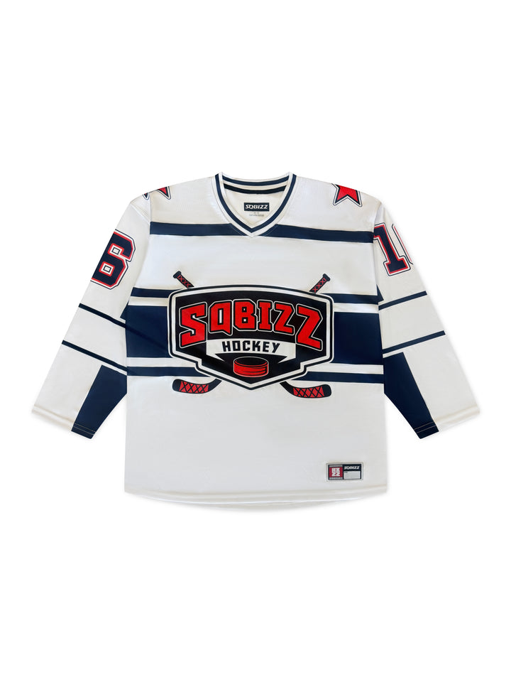 Hockey Jersey in White/Red/Navy