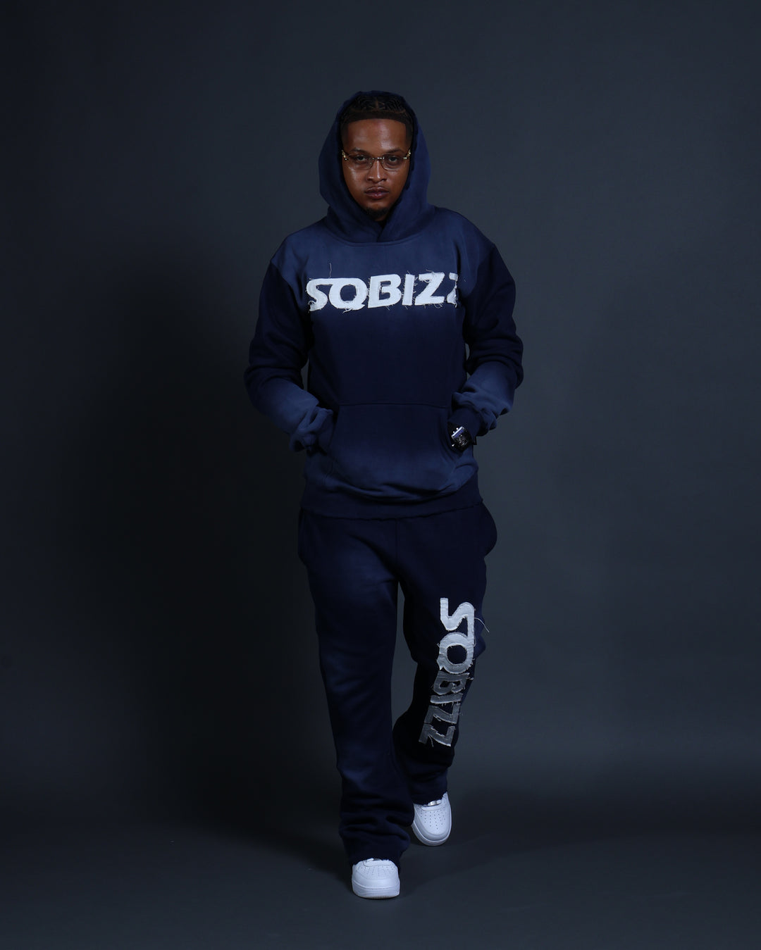 Summit Hoodie in Navy/White