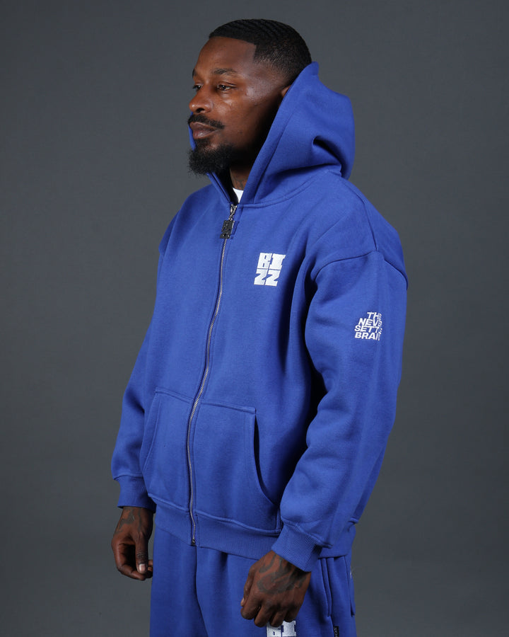 Bizz Zip Hoodie in Royal/White