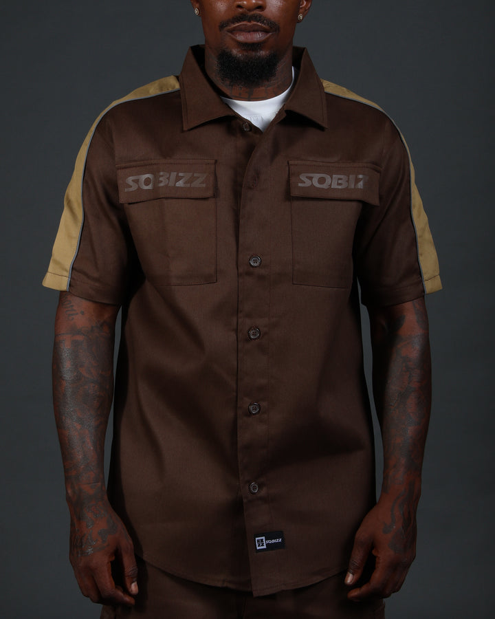 V2 Hussle Shirt in Brown/Khaki