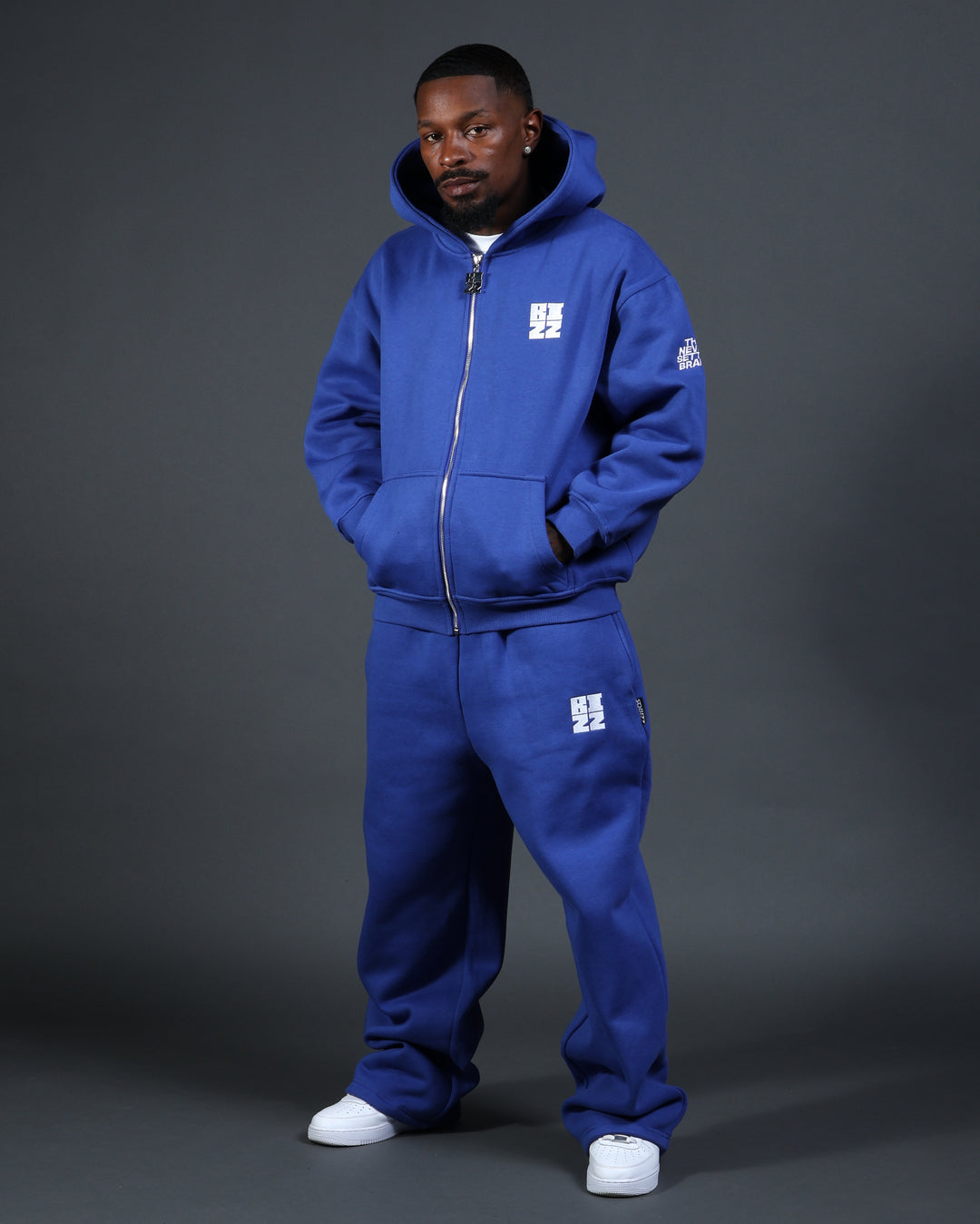 Bizz Zip Hoodie in Royal/White