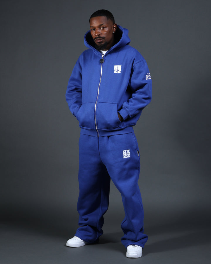 Bizz Zip Hoodie in Royal/White