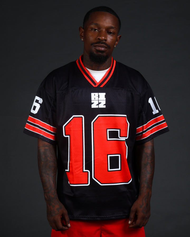 Retro Football Jersey in Black/Red/White