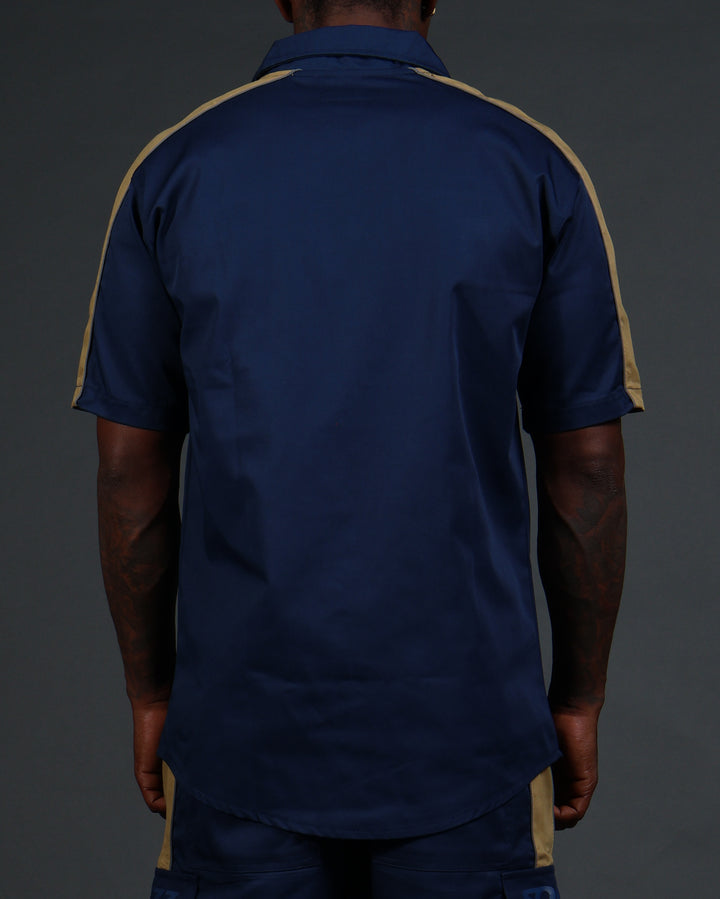 V2 Hussle Shirt in Navy/Khaki