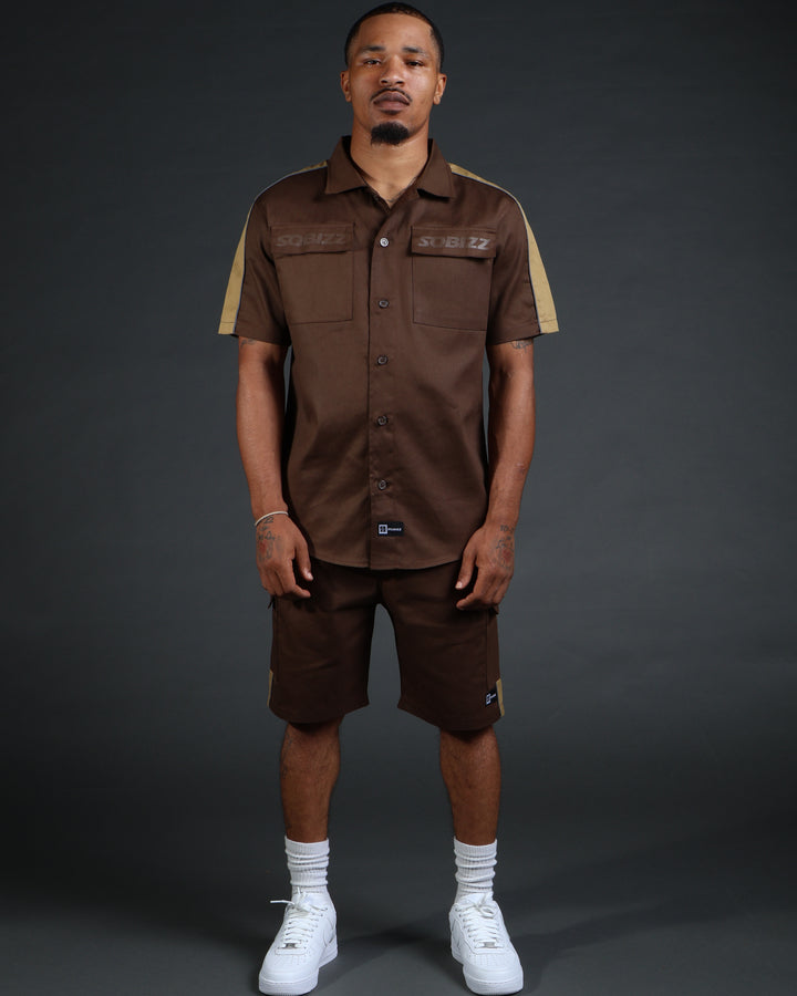 V2 Hussle Shirt in Brown/Khaki