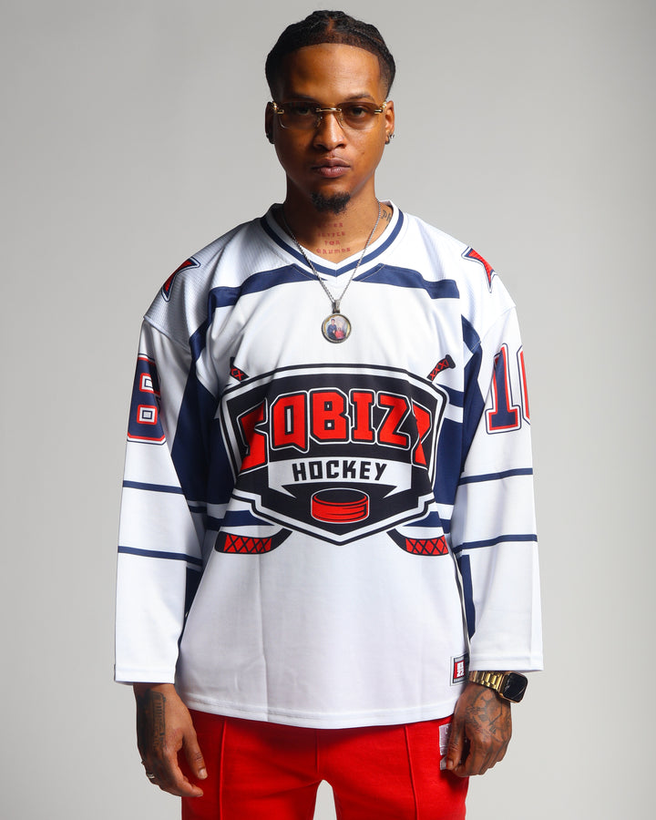 Hockey Jersey in White/Red/Navy